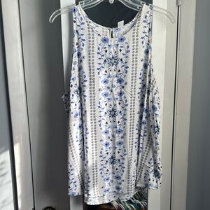 Old Navy Blue and White Floral Tank Top